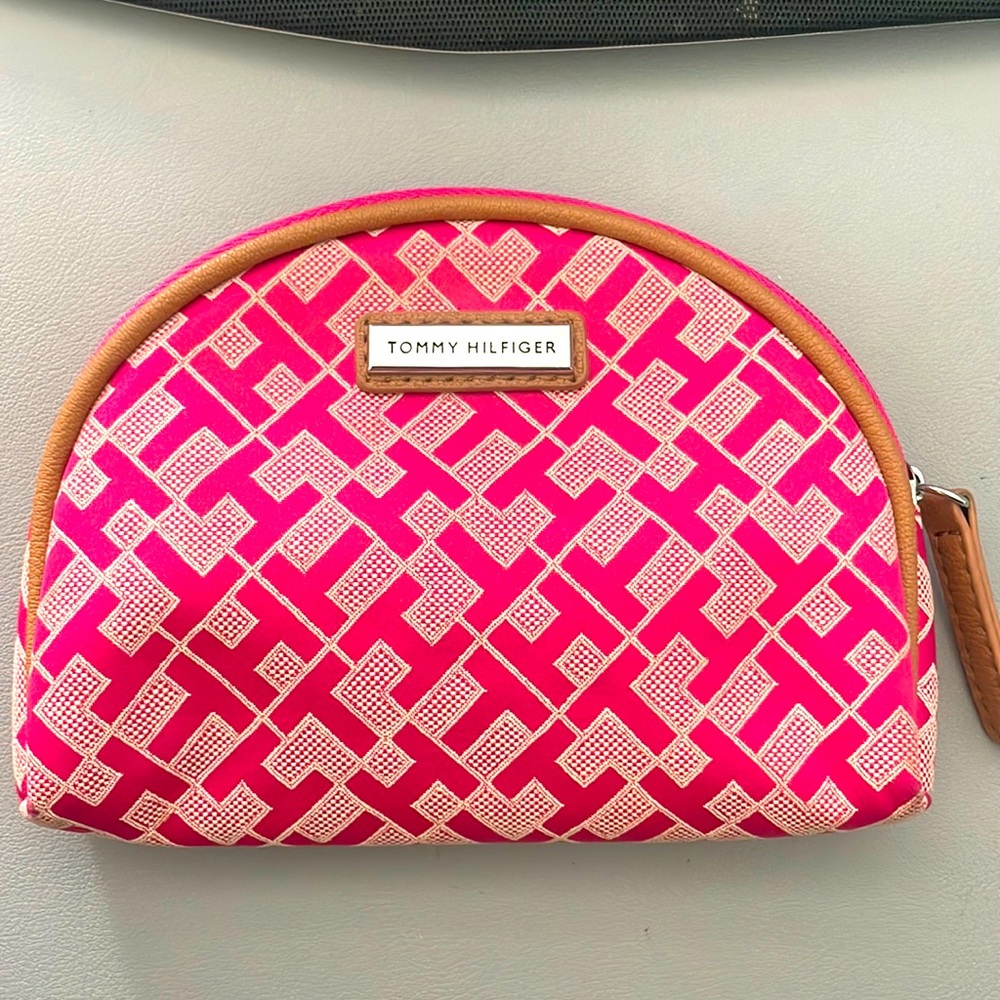 EUC TOMMY HILFIGER Bright Pink Red 5x7 Cosmetic Bag